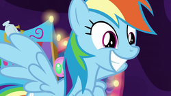 Size: 1920x1080 | Tagged: safe, screencap, rainbow dash, pegasus, pony, g4, grannies gone wild, cute, dashabetes, excited, female, mare, smiling, spread wings, wings