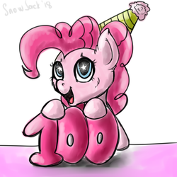 Size: 2053x2053 | Tagged: safe, artist:php97, pinkie pie, earth pony, pony, g4, female, hat, high res, party hat, simple background, solo, starry eyes, white background, wingding eyes
