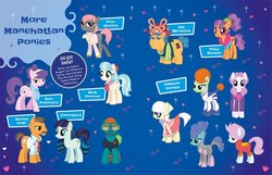 Size: 1020x655 | Tagged: safe, bigger jim, buried lede, coco pommel, coloratura, midnight fun, picture frame (g4), plaid stripes, plunkett, prim hemline, soigne folio, stella lashes, stinky bottom, suri polomare, viola (g4), earth pony, pony, g4, official, ultimate guide, background pony, female, implied manehattan, male, mare, stallion