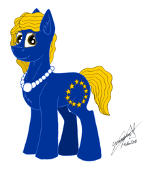 Size: 2600x2959 | Tagged: safe, artist:summerium, oc, oc only, oc:europa, earth pony, pony, european union, female, high res, jewelry, mare, mixed media, nation ponies, necklace, pearl necklace, ponified, signature, solo