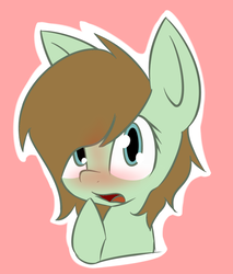 Size: 1319x1551 | Tagged: safe, artist:lofis, oc, oc only, oc:mint chocolate, pony, blushing, cute, gasp, looking at you, open mouth, solo, stunned