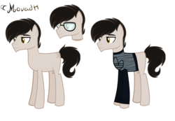 Size: 2432x1679 | Tagged: safe, artist:spectrumnightyt, oc, oc only, oc:mouadh, earth pony, pony, clothes, glasses, reference sheet, shirt, simple background, solo, transparent background