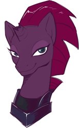 Size: 558x903 | Tagged: safe, artist:yoonny92, tempest shadow, pony, unicorn, g4, my little pony: the movie, broken horn, bust, female, horn, looking at you, mare, simple background, solo, white background