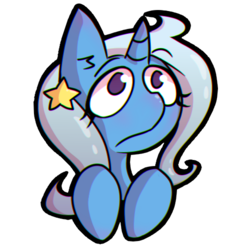 Size: 500x500 | Tagged: safe, artist:flan, trixie, pony, unicorn, g4, bust, female, hairpin, mare, messy hair, simple background, solo, transparent background