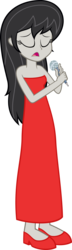 Size: 831x2890 | Tagged: safe, artist:zacatron94, edit, editor:slayerbvc, vector edit, octavia melody, equestria girls, g4, female, microphone, red dress, simple background, singing, solo, transparent background, vector