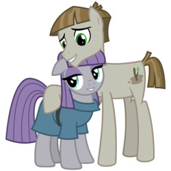 Size: 3200x3200 | Tagged: safe, artist:cheezedoodle96, maud pie, mudbriar, earth pony, pony, g4, the maud couple, .svg available, female, floppy ears, high res, hug, lidded eyes, looking at you, male, mare, ship:maudbriar, shipping, simple background, smiling, stallion, straight, svg, transparent background, vector
