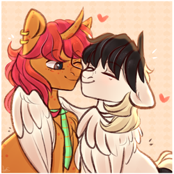 Size: 3000x3000 | Tagged: safe, artist:pesty_skillengton, oc, oc only, pegasus, pony, unicorn, cute, gay, high res, hug, love, male, winghug