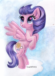 Size: 600x835 | Tagged: safe, artist:andpie, clear skies, pegasus, pony, g4, female, heart eyes, mare, solo, traditional art, wingding eyes