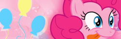 Size: 4249x1402 | Tagged: safe, artist:dnastudiobrony, pinkie pie, earth pony, pony, g4, female, solo, tongue out, wallpaper