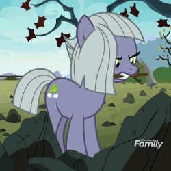 Size: 500x500 | Tagged: safe, screencap, limestone pie, earth pony, pony, g4, season 8, the maud couple, angry, animated, chisel, cropped, female, frown, glare, gritted teeth, mare, mining, mouth hold, solo
