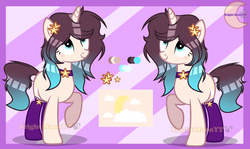 Size: 1024x609 | Tagged: safe, artist:sleppchocolatemlp, oc, oc only, oc:bright moon, pony, unicorn, clothes, female, mare, raised hoof, reference sheet, socks, solo
