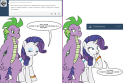 Size: 1204x800 | Tagged: safe, artist:dekomaru, rarity, spike, dragon, pony, unicorn, tumblr:ask twixie, g4, ask, comic, female, male, milestone, ship:sparity, shipping, straight, tumblr