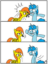 Size: 748x996 | Tagged: safe, artist:pencil bolt, oc, oc:orange terra, pegasus, pony, scorpion, unicorn, comic:theponyfuture scorpio, biting, chewing, comic, death, eating, female, male, ponies eating meat, swallowing, theponyfuture, throat bulge, vore, x eyes