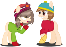 Size: 1380x1000 | Tagged: safe, artist:chochi-chan, pony, eric cartman, female, heidi turner, heiman, male, ponified, shipping, simple background, south park, straight, transparent background