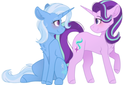 Size: 1024x699 | Tagged: safe, artist:cinnamontee, starlight glimmer, trixie, pony, g4, blushing, female, lesbian, ship:startrix, shipping, simple background, transparent background