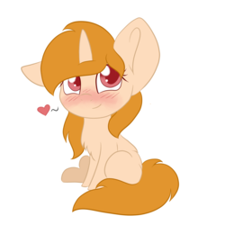 Size: 1700x1700 | Tagged: safe, artist:adostume, oc, oc only, pony, unicorn, blushing, chest fluff, chibi, heart, simple background, smiling, solo, transparent background