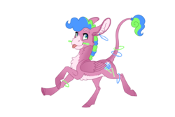 Size: 3000x2000 | Tagged: safe, artist:jackiebloom, oc, oc only, oc:disco inferno, hybrid, mule, pegamule, glowstick, high res, leonine tail, male, offspring, parent:pinkie pie, simple background, solo, tongue out, transparent background