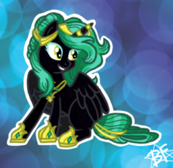 Size: 496x480 | Tagged: safe, artist:grimm821525, oc, oc only, oc:princess emerald, alicorn, pony, female, mare, sitting, solo