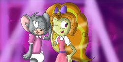 Size: 1214x614 | Tagged: safe, artist:adagiolove19867, adagio dazzle, mouse, equestria girls, g4, hanna barbera, nibbles mouse/tuffy mouse, tom and jerry