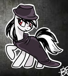 Size: 480x536 | Tagged: safe, artist:grimm821525, oc, oc only, oc:adalina grimm, earth pony, pony, cloak, clothes, female, hat, mare, raised hoof, solo