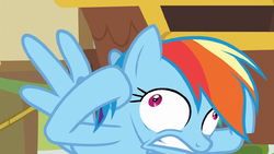 Size: 901x507 | Tagged: safe, screencap, rainbow dash, pegasus, pony, g4, grannies gone wild, faic, female, gritted teeth, mare, rainbow dash is best facemaker, rainbowsnap, solo