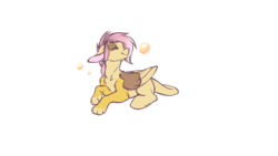 Size: 1280x720 | Tagged: safe, artist:rrusha, oc, oc only, oc:ellen, hybrid, bubble, female, interspecies offspring, offspring, parent:discord, parent:fluttershy, parents:discoshy, simple background, transparent background