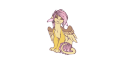 Size: 1280x720 | Tagged: safe, artist:rrusha, oc, oc only, oc:ellen, hybrid, female, interspecies offspring, offspring, parent:discord, parent:fluttershy, parents:discoshy, simple background, transparent background