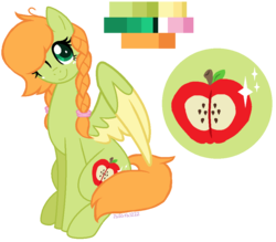 Size: 974x852 | Tagged: safe, artist:zafara1222, oc, oc only, oc:apple flitter, pegasus, pony, base used, colored wings, colored wingtips, female, freckles, mare, offspring, one eye closed, parent:big macintosh, parent:fluttershy, parents:fluttermac, reference sheet, simple background, solo, transparent background, wink