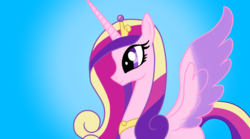 Size: 1214x677 | Tagged: safe, artist:chelseawest, princess cadance, pony, g4, blue background, female, simple background, solo