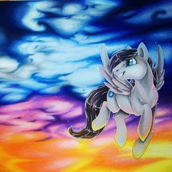 Size: 894x894 | Tagged: safe, artist:karzii, oc, oc only, oc:helicity, pegasus, pony, male, solo, traditional art