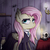 Size: 2000x2000 | Tagged: safe, artist:viejillox64art, fluttershy, pegasus, pony, fake it 'til you make it, g4, alternate hairstyle, clothes, ear piercing, eyeshadow, female, fluttergoth, goth, gothic, high res, looking at you, makeup, mare, piercing, solo