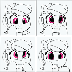Size: 1280x1280 | Tagged: safe, artist:pabbley, rainbow dash, pony, g4, 30 minute art challenge, :p, cute, dashabetes, female, loss (meme), mare, partial color, silly, smiling, solo, tongue out
