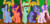 Size: 1720x812 | Tagged: safe, artist:razorbladetheunicron, oc, oc only, oc:blizzard, oc:disco lights, oc:iridescent garnet, oc:mint chip, oc:obsidian pie, pegasus, pony, unicorn, lateverse, alternate universe, base used, cherry, clothes, food, group, hat, jacket, next generation, offspring, parent:big macintosh, parent:flash sentry, parent:flitter, parent:limestone pie, parent:soarin', parent:thunderlane, parent:twilight sparkle, parents:flashlight, parents:flitterlane, parents:limin'