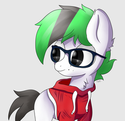 Size: 2240x2160 | Tagged: safe, artist:drarkusss0, oc, oc only, pony, clothes, commission, glasses, high res, hoodie, solo