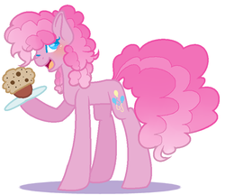 Size: 716x620 | Tagged: dead source, safe, artist:annathe67th, pinkie pie, earth pony, pony, g4, alternate design, base used, cupcake, female, food, simple background, solo, white background