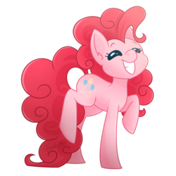 Size: 1024x1024 | Tagged: safe, artist:erkythehero23, pinkie pie, earth pony, pony, g4, cute, diapinkes, ear fluff, eyes closed, female, happy, mare, simple background, smiling, solo, transparent background
