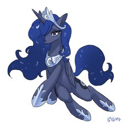 Size: 2200x2200 | Tagged: safe, artist:rd_3024, princess luna, alicorn, pony, g4, crown, female, high res, jewelry, looking at you, mare, regalia, simple background, solo, white background