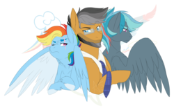 Size: 1024x640 | Tagged: dead source, safe, artist:curiouskeys, quibble pants, rainbow dash, oc, oc:jibber jabber, pony, g4, female, male, offspring, parent:quibble pants, parent:rainbow dash, parents:quibbledash, ship:quibbledash, shipping, simple background, straight, transparent background