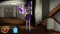 Size: 3840x2160 | Tagged: safe, artist:empireoftime, sci-twi, twilight sparkle, equestria girls, g4, my little pony equestria girls: better together, 3d, clothes, cutie mark on clothes, downloadable, glasses, glowing hands, gmod, high res, magic, sci-twi skirt, skirt, source filmmaker, source filmmaker resource, telekinesis