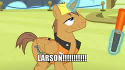 Size: 800x450 | Tagged: safe, edit, edited screencap, screencap, prince hardhat, rivet, alicorn, pony, g4, grannies gone wild, animation error, glowing horn, horn, magic, meme, prince of construction, rivetcorn, telekinesis, thanks m.a. larson