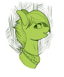 Size: 1494x1799 | Tagged: safe, artist:nightskrill, oc, oc only, pony, bust, female, grin, mare, monochrome, neckerchief, portrait, smiling, solo