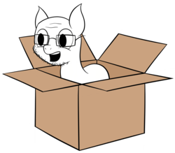 Size: 2874x2520 | Tagged: safe, artist:reconprobe, earth pony, pony, beard, box, cardboard box, facial hair, glasses, high res, male, meme, open mouth, pony in a box, simple background, smiling, soy, soyboy, stallion, transparent background, wojak