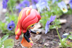 Size: 6000x4000 | Tagged: safe, artist:artofmagicpoland, sunset shimmer, equestria girls, g4, cute, doll, equestria girls minis, female, flower, irl, photo, shimmerbetes, sniffing, solo, toy