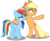 Size: 1024x837 | Tagged: safe, artist:vector-brony, applejack, rainbow dash, earth pony, pegasus, pony, g4, grannies gone wild, bipedal, cowboy hat, female, hat, multicolored hair, simple background, smiling, stetson, transparent background, unamused