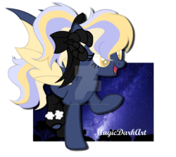 Size: 1024x913 | Tagged: safe, artist:magicdarkart, oc, oc only, bat pony, pony, bow, clothes, female, hair bow, mare, obtrusive watermark, simple background, socks, solo, transparent background, watermark