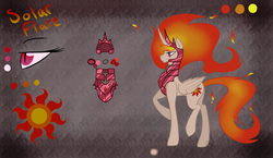 Size: 1024x592 | Tagged: safe, artist:neoncandies, nightmare star, alicorn, pony, g4, armor, cutie mark, female, helmet, mane of fire, mare, profile, reference sheet, solo, walking