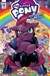 Size: 1054x1600 | Tagged: safe, artist:andypriceart, applejack, fizzlepop berrytwist, fluttershy, pinkie pie, rainbow dash, rarity, tempest shadow, twilight sparkle, alicorn, butterfly, earth pony, pegasus, pony, unicorn, idw, spoiler:comic68, >:c, andy you magnificent bastard, angry, apple, bedroom eyes, broken horn, comic, cover, crossed arms, crossed hooves, cute, evil tempest shadow, faic, female, flower, food, freckles, frown, gem, grumpy, hat, horn, i had fun once and it was awful, mane six, mare, rainbow, smiling, sugar (food), twilight sparkle (alicorn), wingding eyes, zap apple, zipper