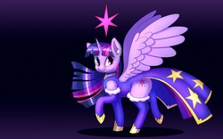 Size: 1280x800 | Tagged: safe, artist:sanfin, twilight sparkle, alicorn, pony, g4, clothes, dress, female, gradient background, mare, solo, stockings, thigh highs, twilight sparkle (alicorn)