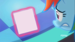 Size: 1280x720 | Tagged: safe, edit, edited screencap, editor:michaelsety, screencap, rainbow dash, g4, grannies gone wild, blank, discovery family logo, insert picture here, levitation, looking, magic, meme, picture, telekinesis