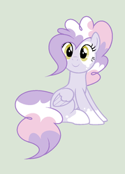 Size: 696x972 | Tagged: safe, artist:roseloverofpastels, oc, oc only, oc:sweetie cake, pegasus, pony, female, mare, offspring, parent:pinkie pie, parent:pokey pierce, parents:pokeypie, simple background, sitting, solo